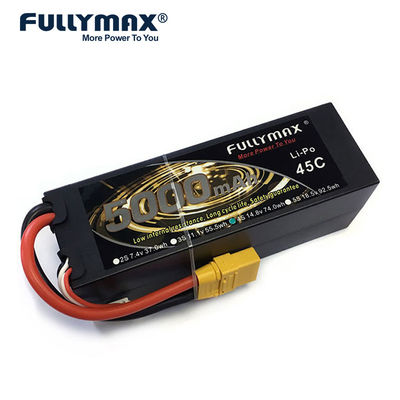 Cellules de batterie de voiture 4s Rc Lipo 45C 5000mAh 14,8 Volt Xt90 Batterie Lipo 4S1P