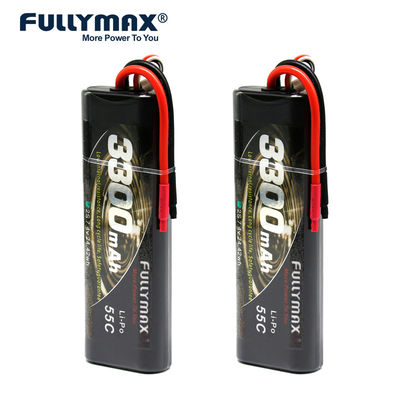 55C 2S1P 7.4V 2s 3300mah Lipo 2 cellules Rc batterie 7.4v modèles de voiture étui rigide rond