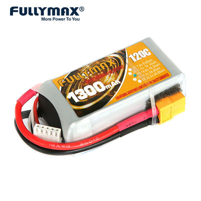 batterie plate de Rc de densité de haute énergie de batterie des cellules 120c Lipo de 1300mah 14.8v 4