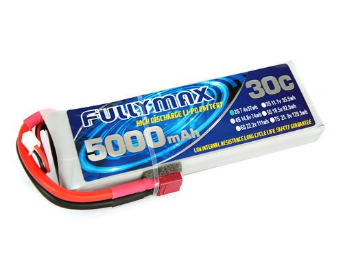 Batterie de Fullymax 7.4V 5000mAh 2S 30C Lipo avec DEANS/T-Plug pour les hélicoptères nitro de Rc de voitures de RC
