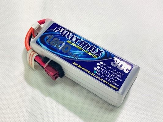 Paquet 30C 1800mAh 6S de batterie d'avion de LiPo RC avec doyens Connector 22.2V